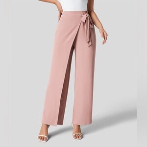 Halara High Waisted Tie Side Invisible Zipper Wide Leg Work Suit Pants